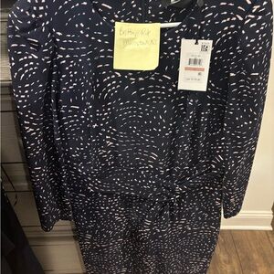 DKNY brand new with tags Navy and Pink Patterned Dress